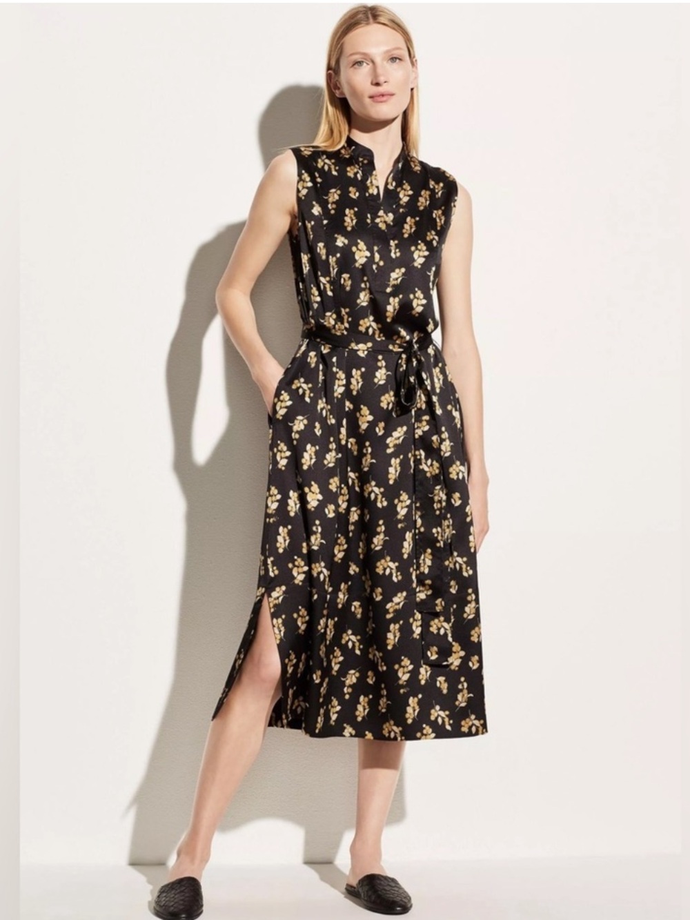Vince. - Dandelion Printed Floral Dress - Size Small - Yellow/Black